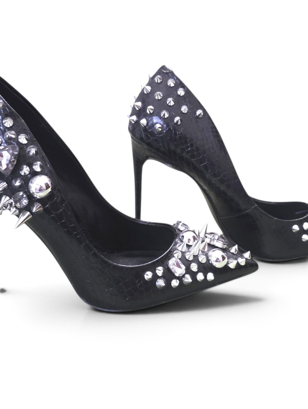 NEW Seve Madden Black Veronicka Silver Studded Pointed Toe Pump 7.5 - Picture 7 of 10